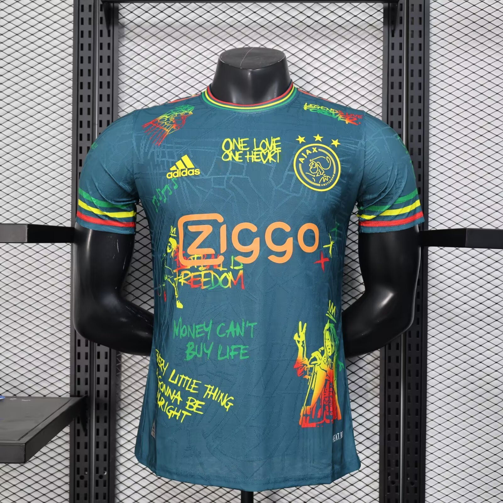 25/26 Ajax Navy Blue with Bob Marley Tribute Jersey