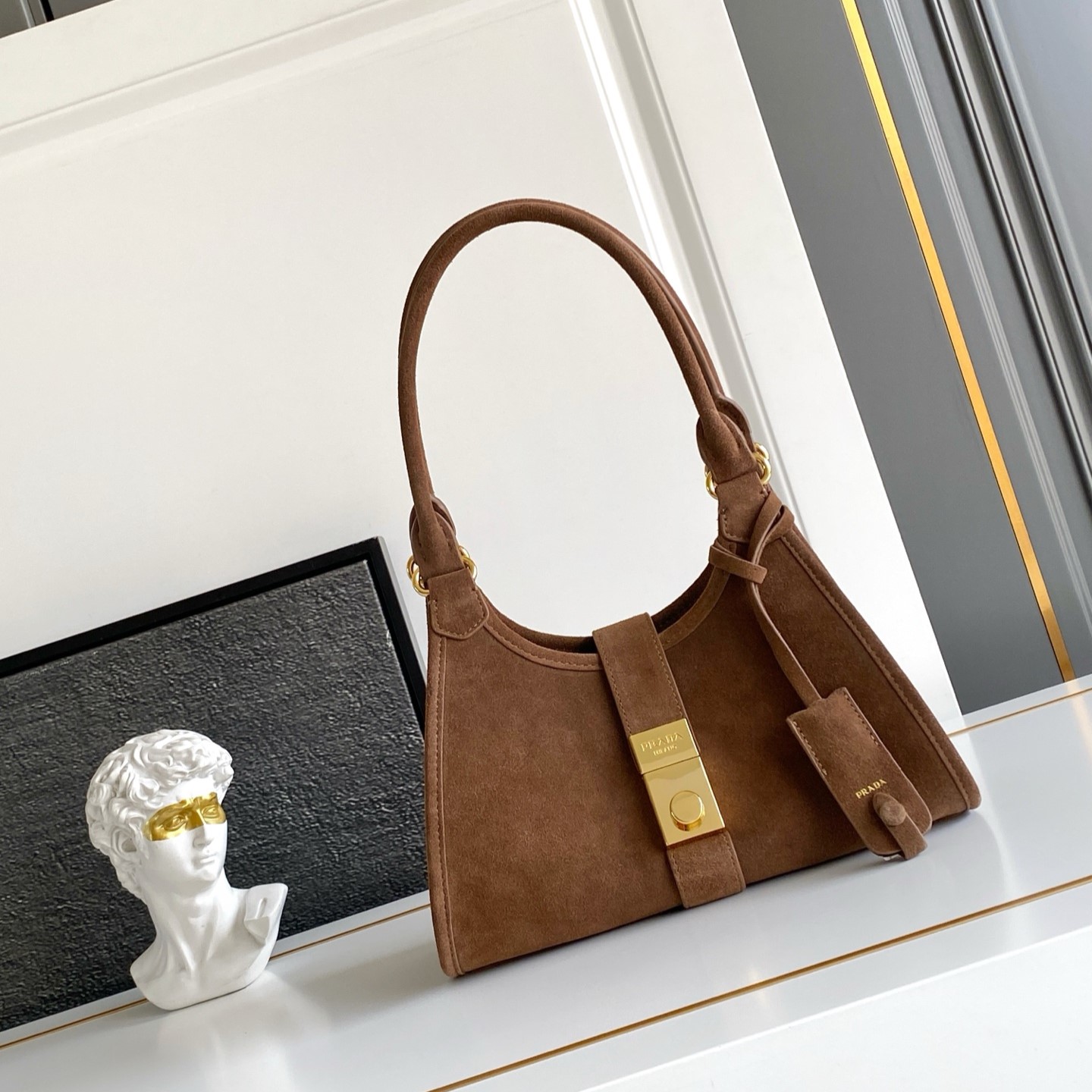 Prada Bag Small Leather Tote Bag Imported Suede 1BG580 (10A Mirror Version)