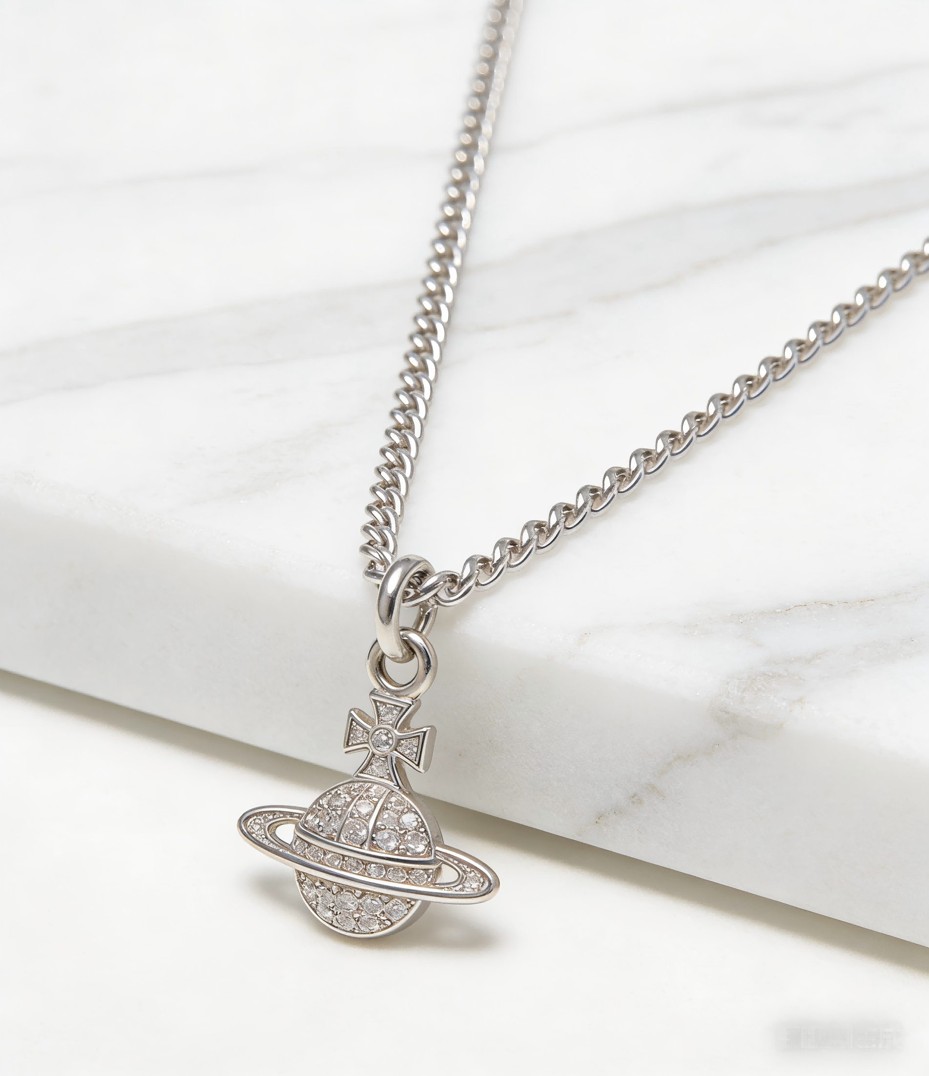 2026 New Vivienne Westwood Style Silver Mini Saturn Pendant Necklace - Dainty Rhinestone Celestial Jewelry for Women