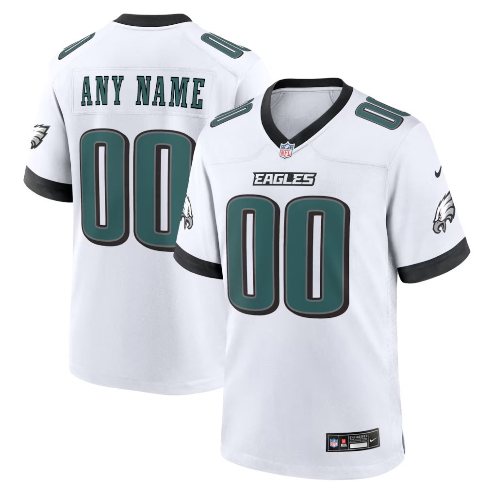 Customized Philadelphia Eagles Football jersey Nike White Black Game Jersey