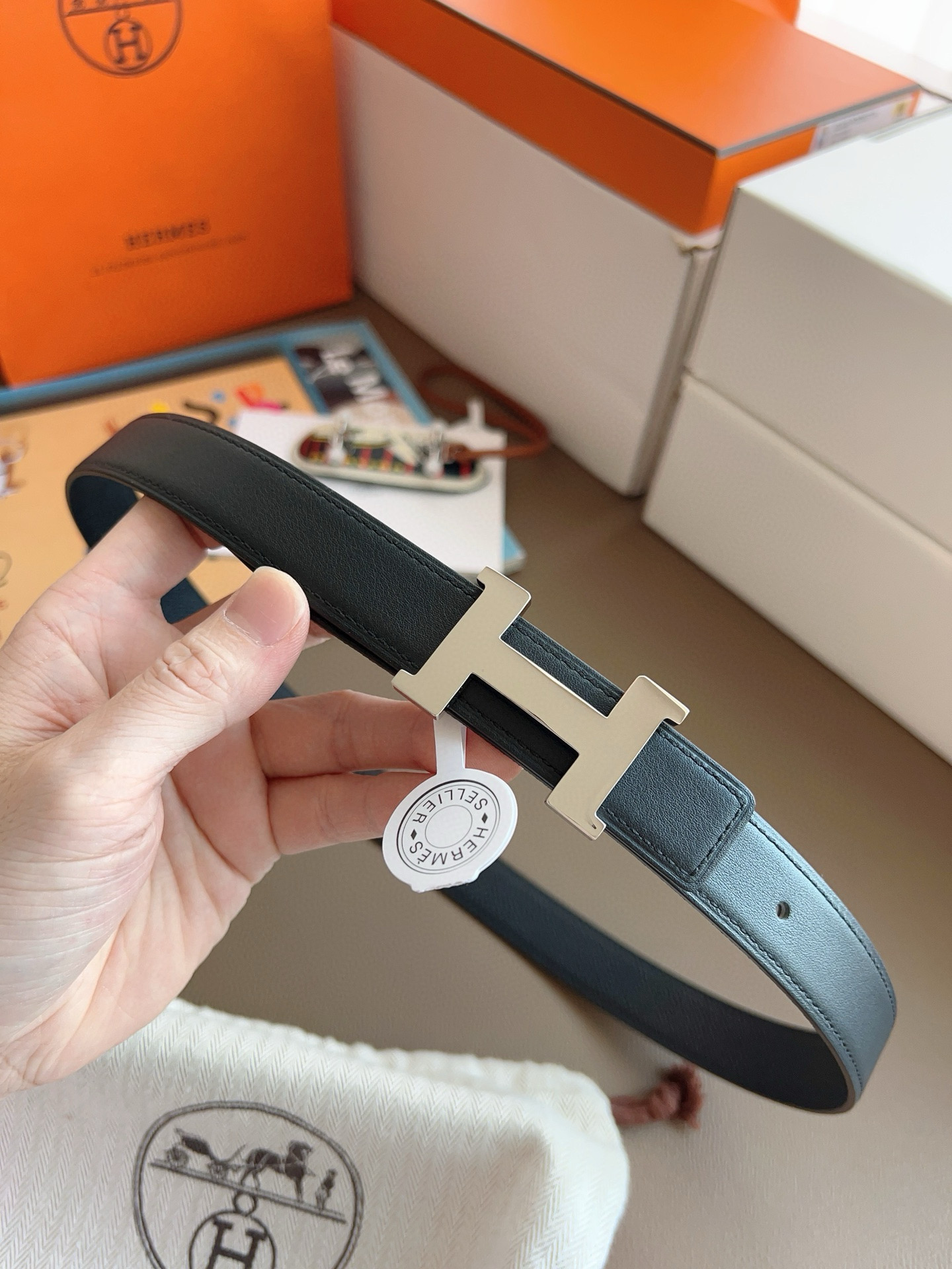 Hermes Mini Constance Reversible Leather Belt 24mm