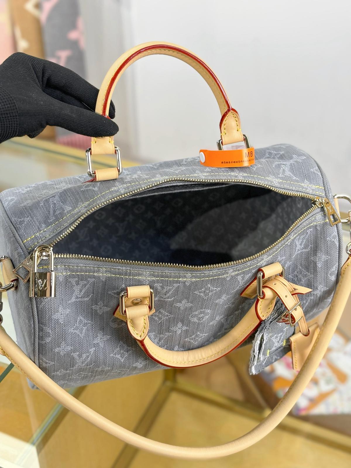 Louis Vuitton LV denim soft speedy 30 monogram bags