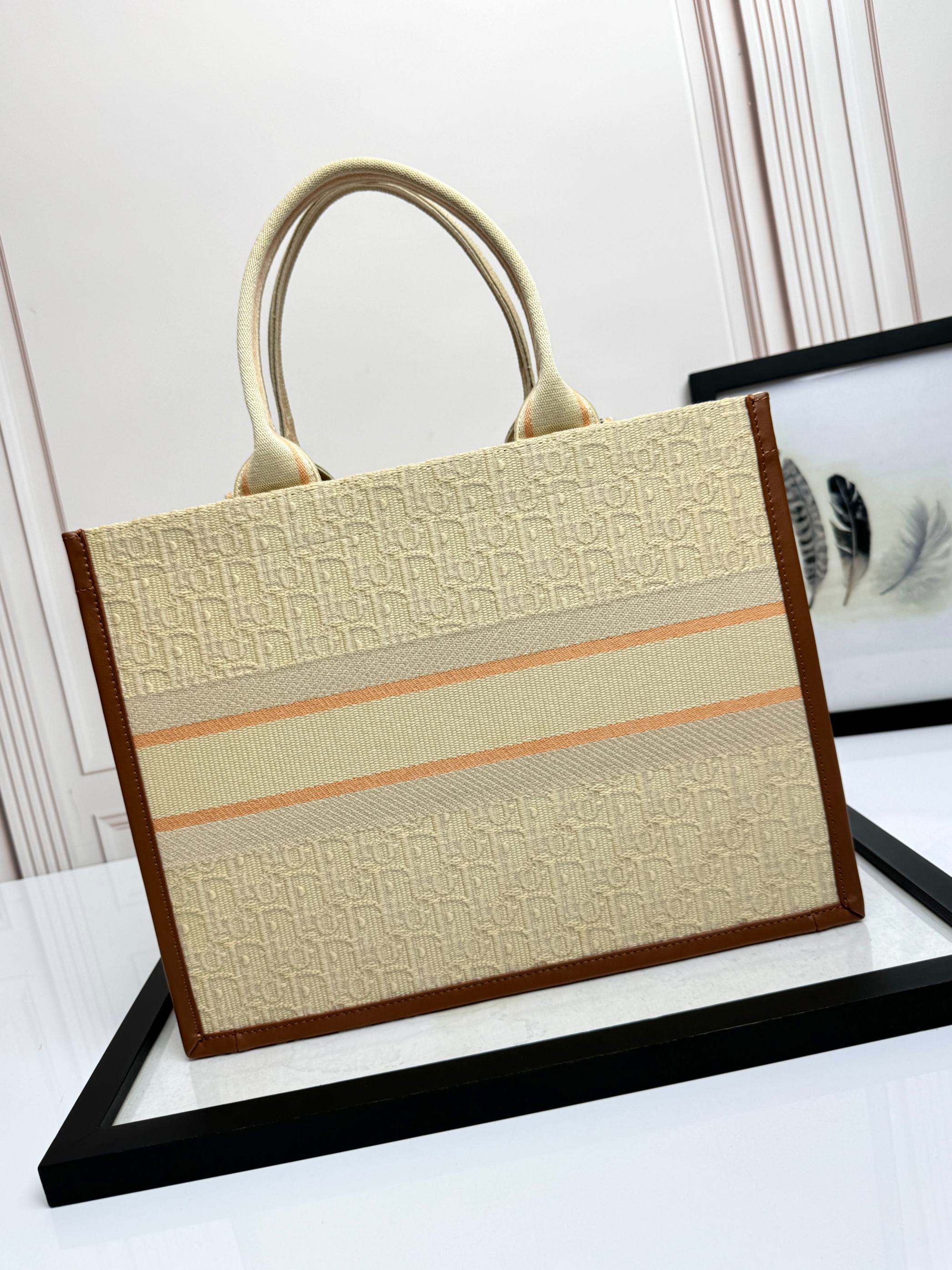 Dior Embroidered Canvas Medium  Book Tote with shoulder strap