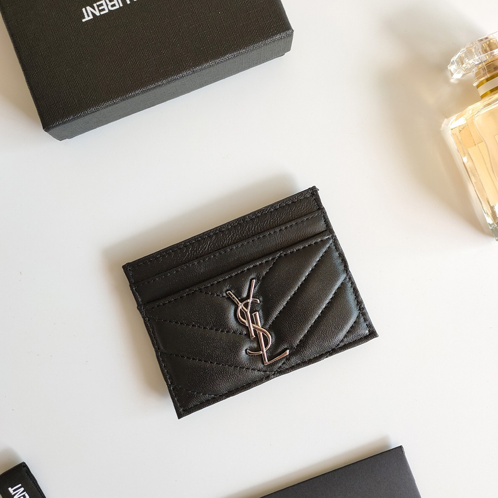 Saint Laurent YSL Monogrm Sheepskin Card Bag wallet
