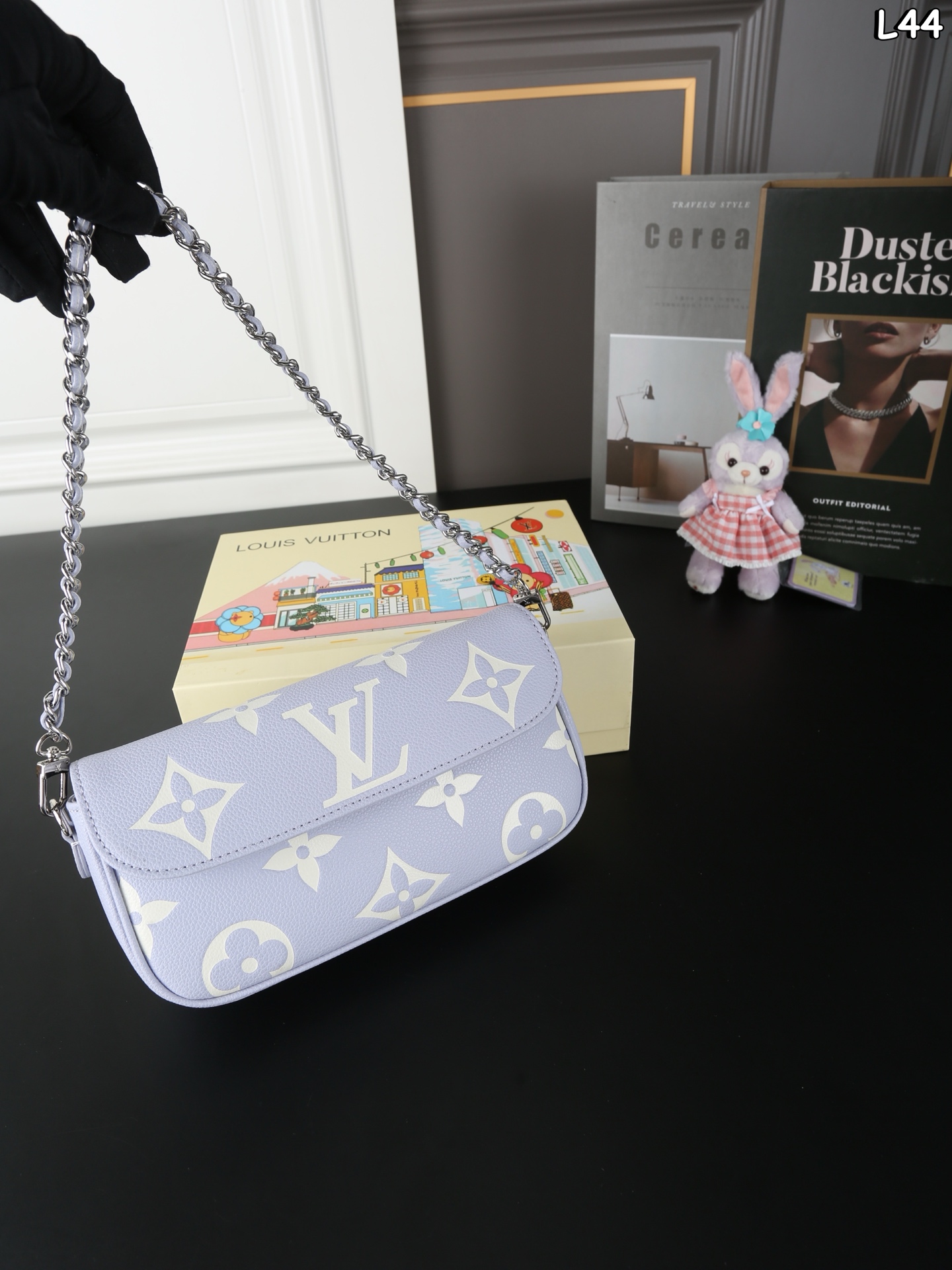 Louis Vuitton LV Ivy WOC Lilac Pastel Bicolor Monogram Empreinte Leather Baguette Hobo Shoulder Bag - KAIROO