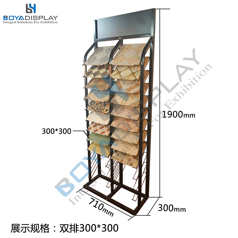 Custom Quality Multi-style Metal Modern Waterfall Tile Display Stand Stone Ceramic Tile Small Sample Display Stand