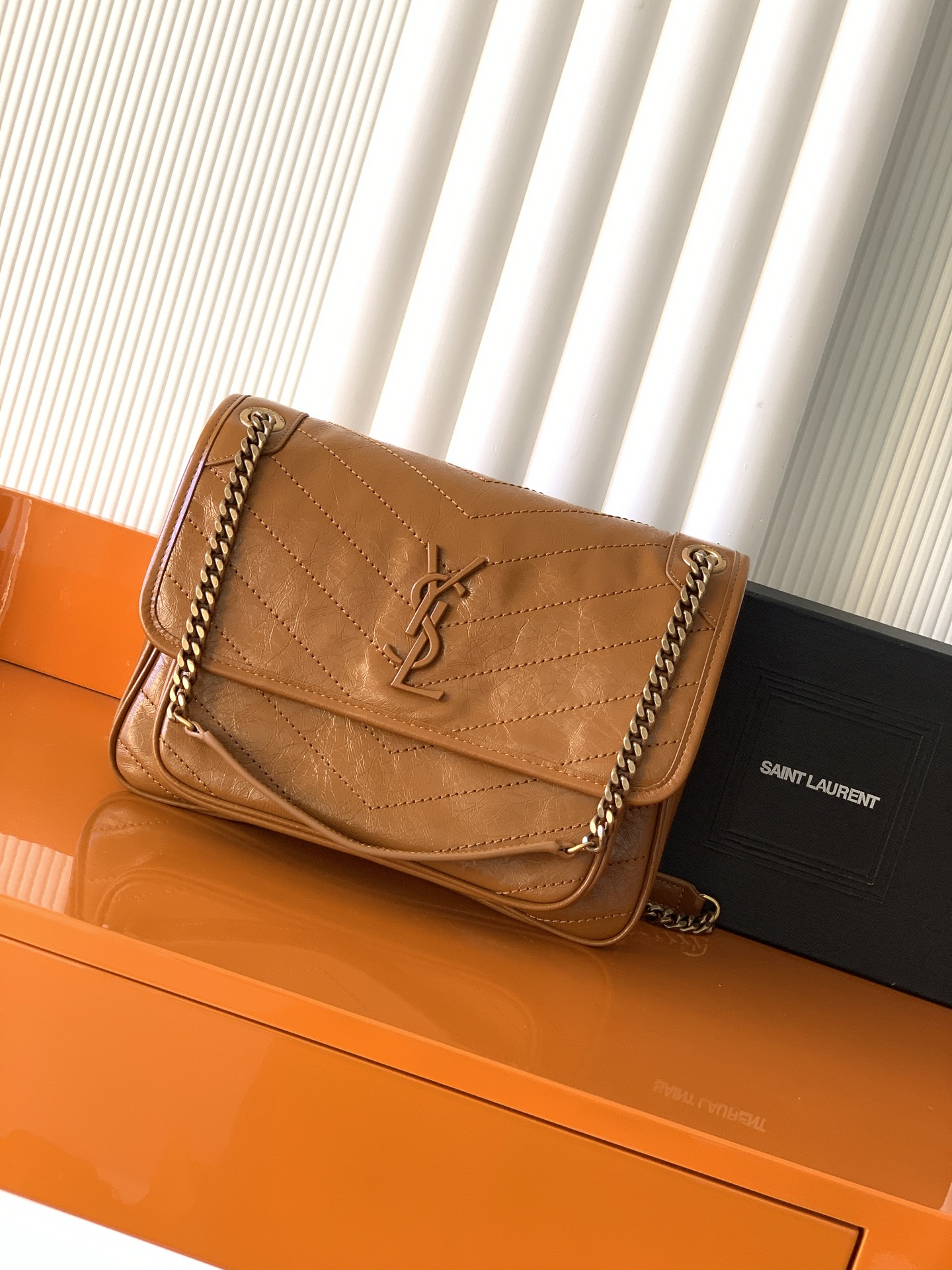 Saint Laurent Light Caramel Vintage Leather Medium Niki Bag