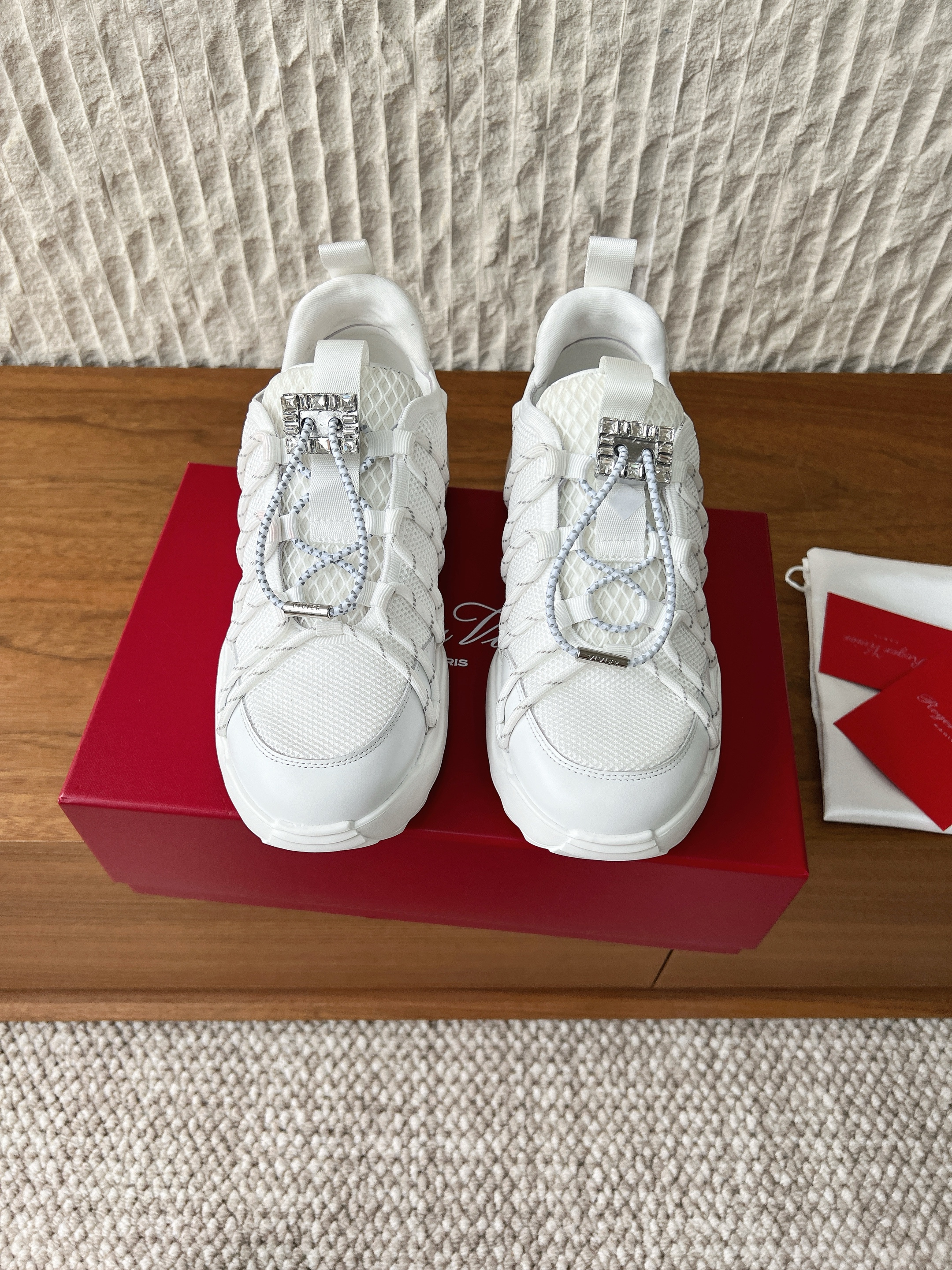 Roger Vivier Rhinestone square buckle elastic platform Sneaker