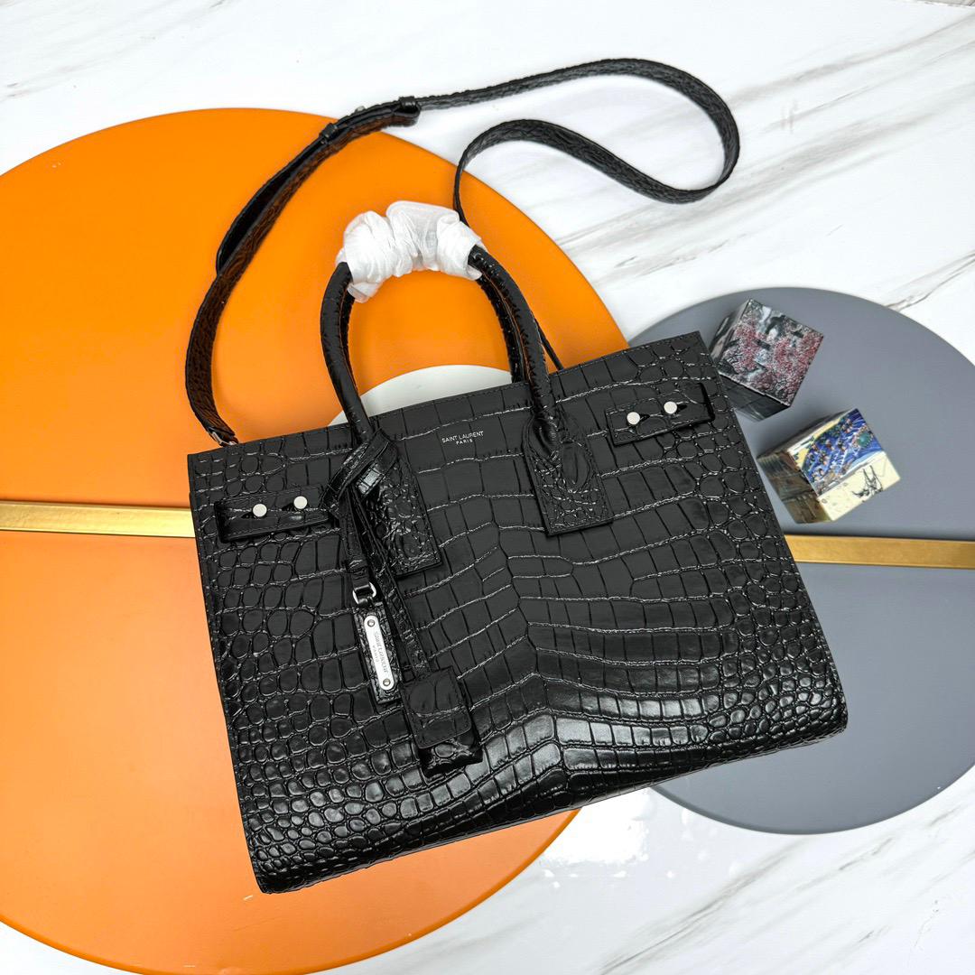 Saint Laurent YSL Black crocodile bag