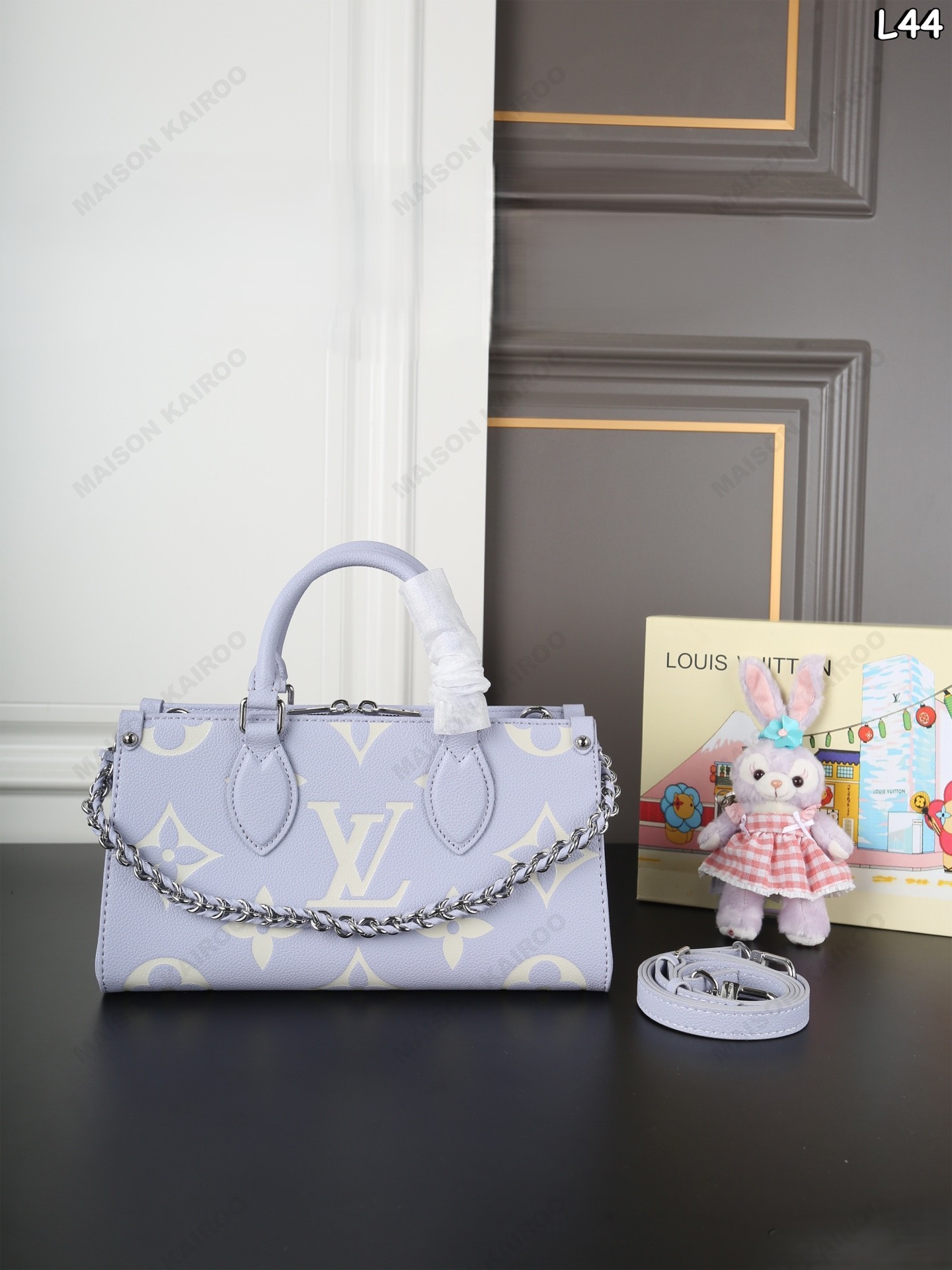 Louis Vuitton LV OnTheGo East West Pastel Purple Giant Monogram Empreinte Leather Top Handle Tote Bag - KAIROO