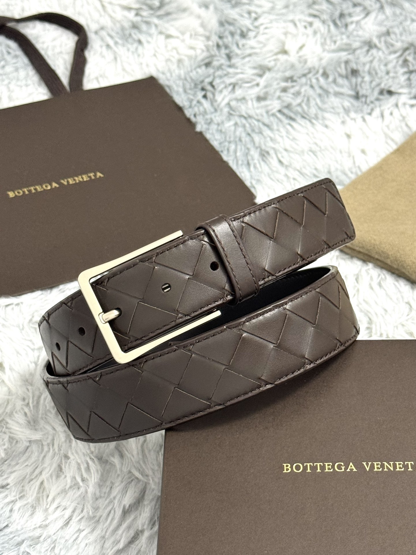 Bottega Veneta Intrecciato Leather Belt 3.5cm