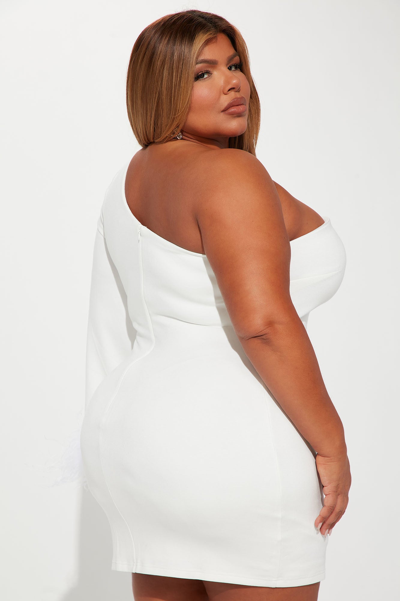 Pretty Details Feather Mini Dress - White