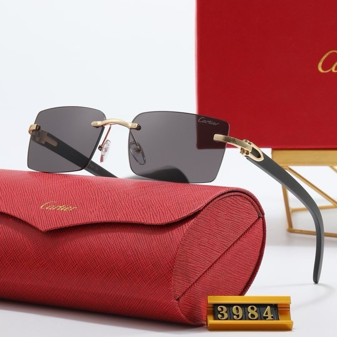 Cartier Metal Rimless Rectangular Sunglasses Top quality - KAIROO