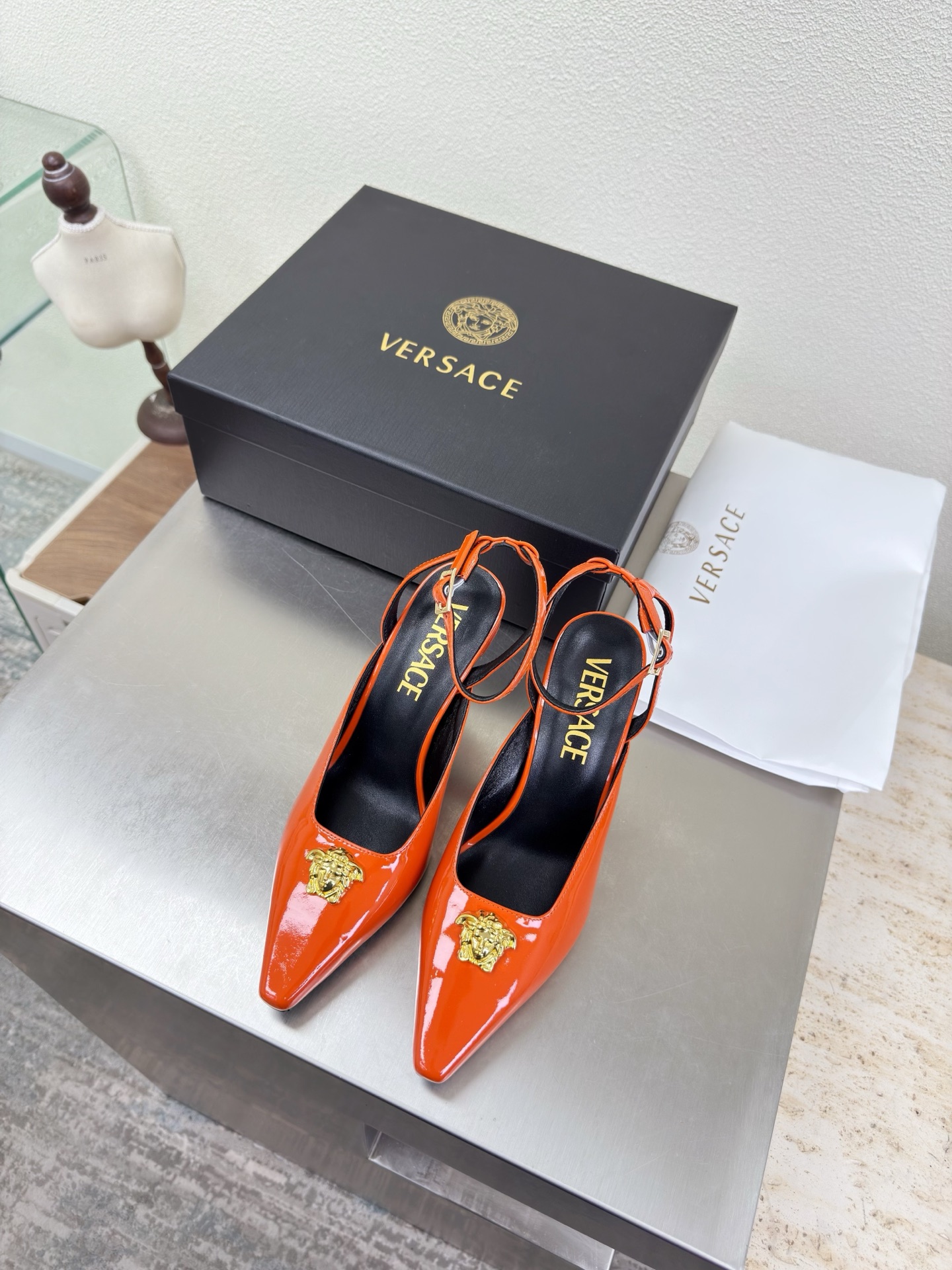 Versace Shiny Leather Slingback Pump