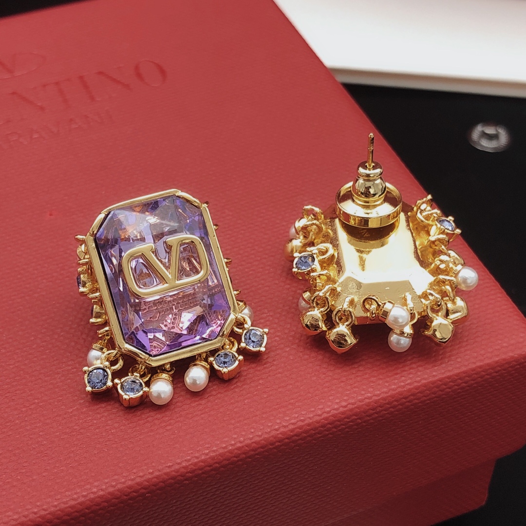 Valentino Purple Crystal Earrings