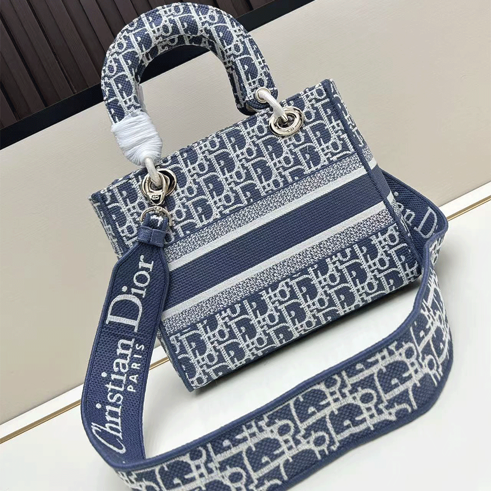 DIOR Lady D-Lite Oblique Embroidered Canvas Tote Bag