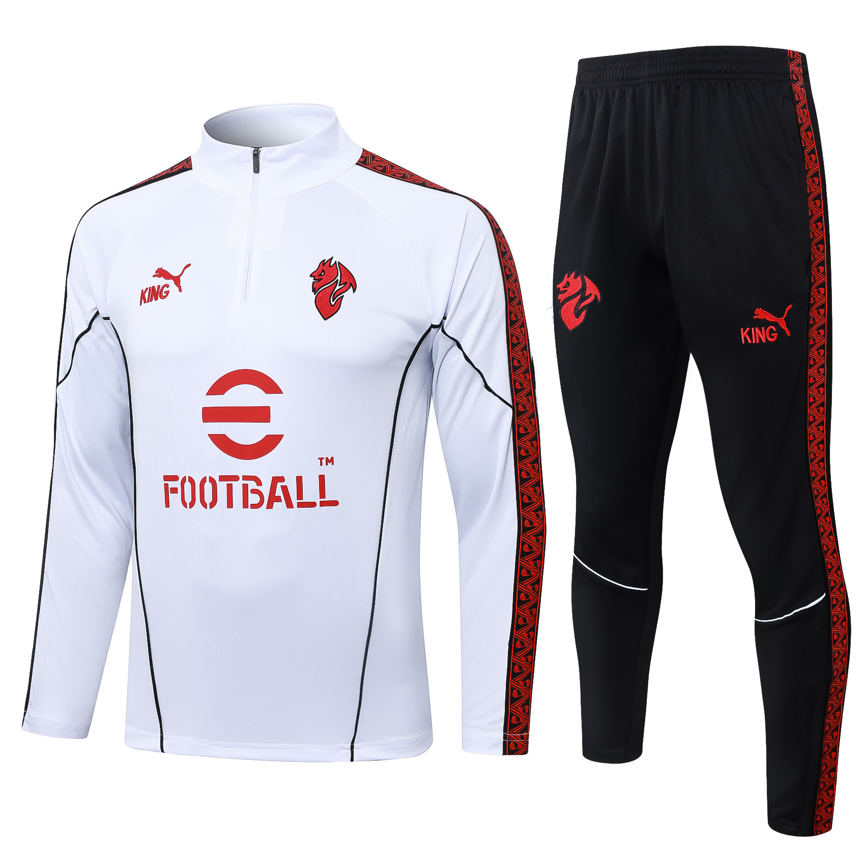 Adult / Kids AC 25/26 Half Zipper Training Suit White