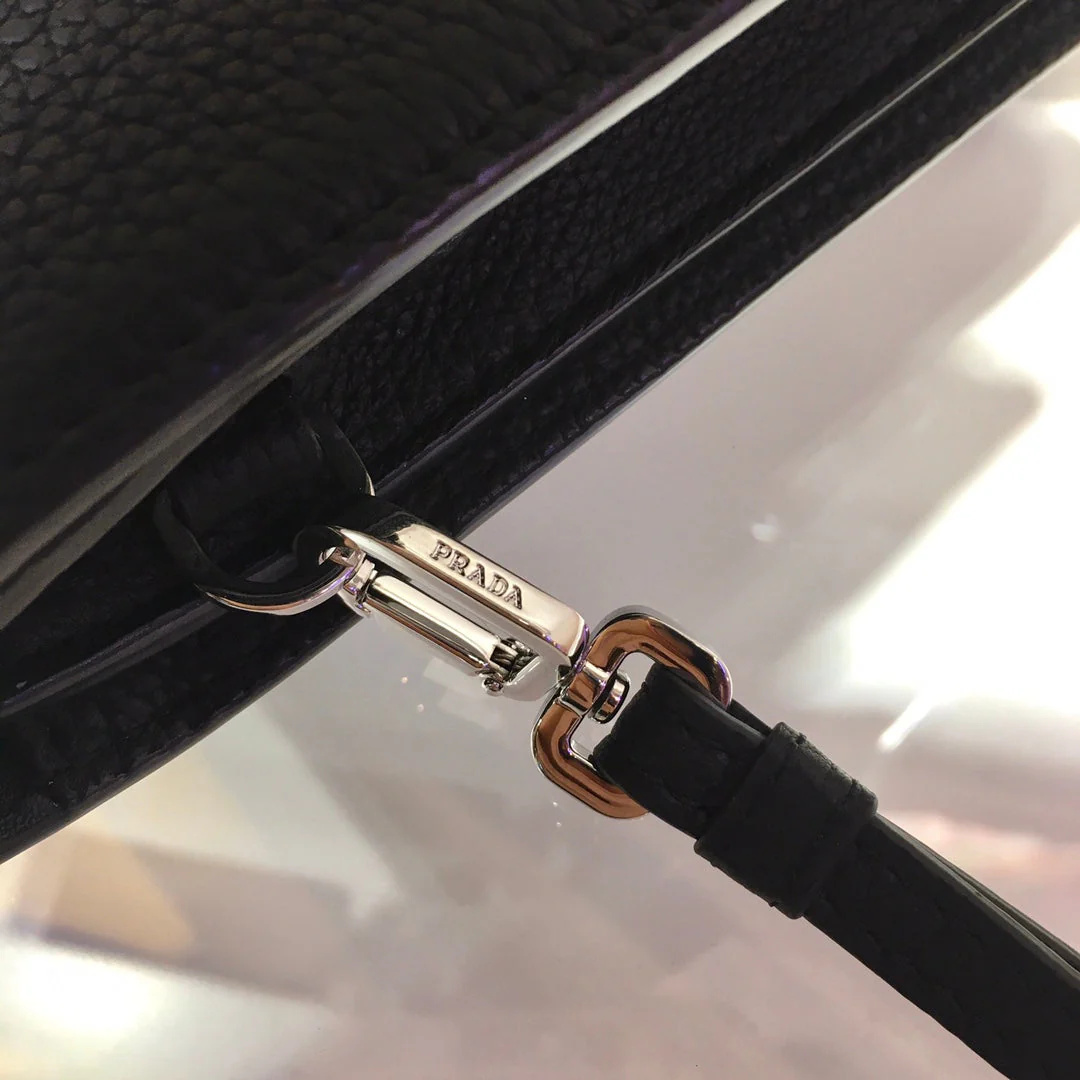 Prada CLUTCH 26 IN BLACK GRAINED CALFSKIN TRIANGLE LOGO