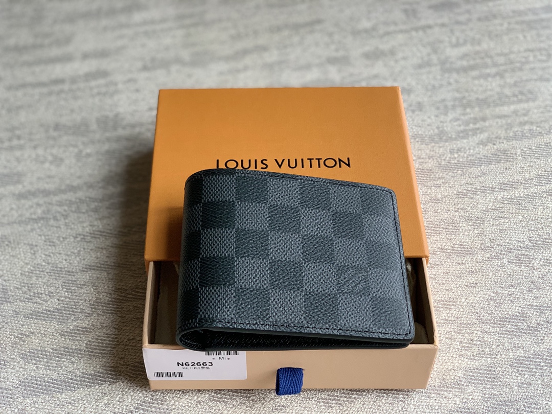 N62663 LV Men's Multiple Wallet Damier Graphite Canvas