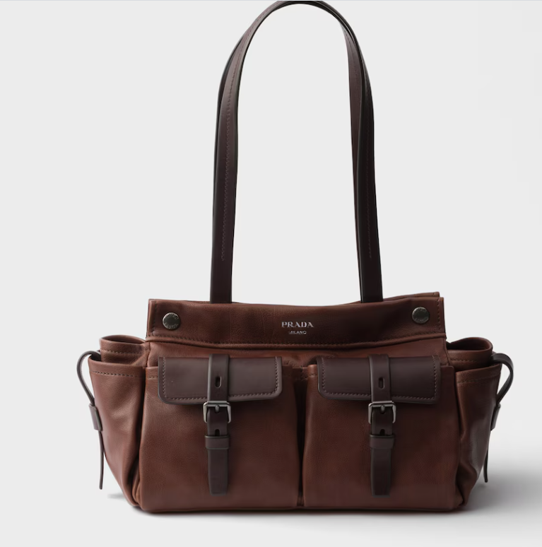 Prada Route medium leather tote bag-Cocoa Brown 1BG645
