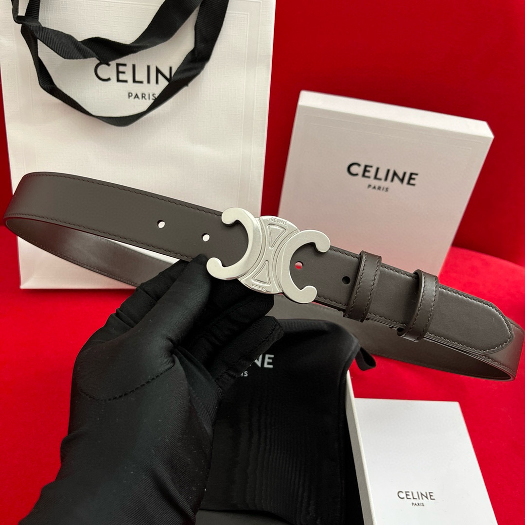 Celine Triomphe Leather Belt 3cm