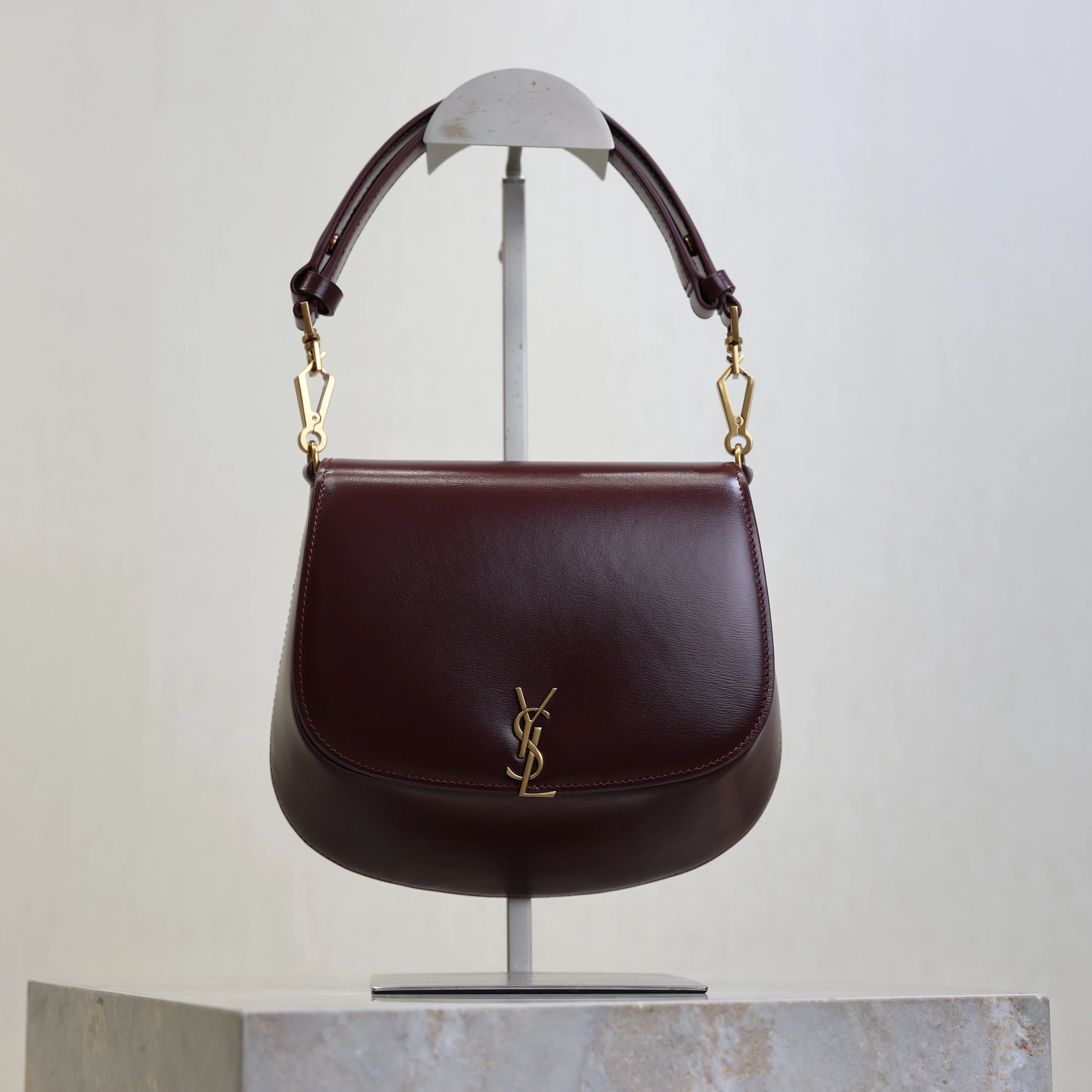 Saint Laurent YSL Mini Voltaire 21cm Burgundy Calfskin GHW