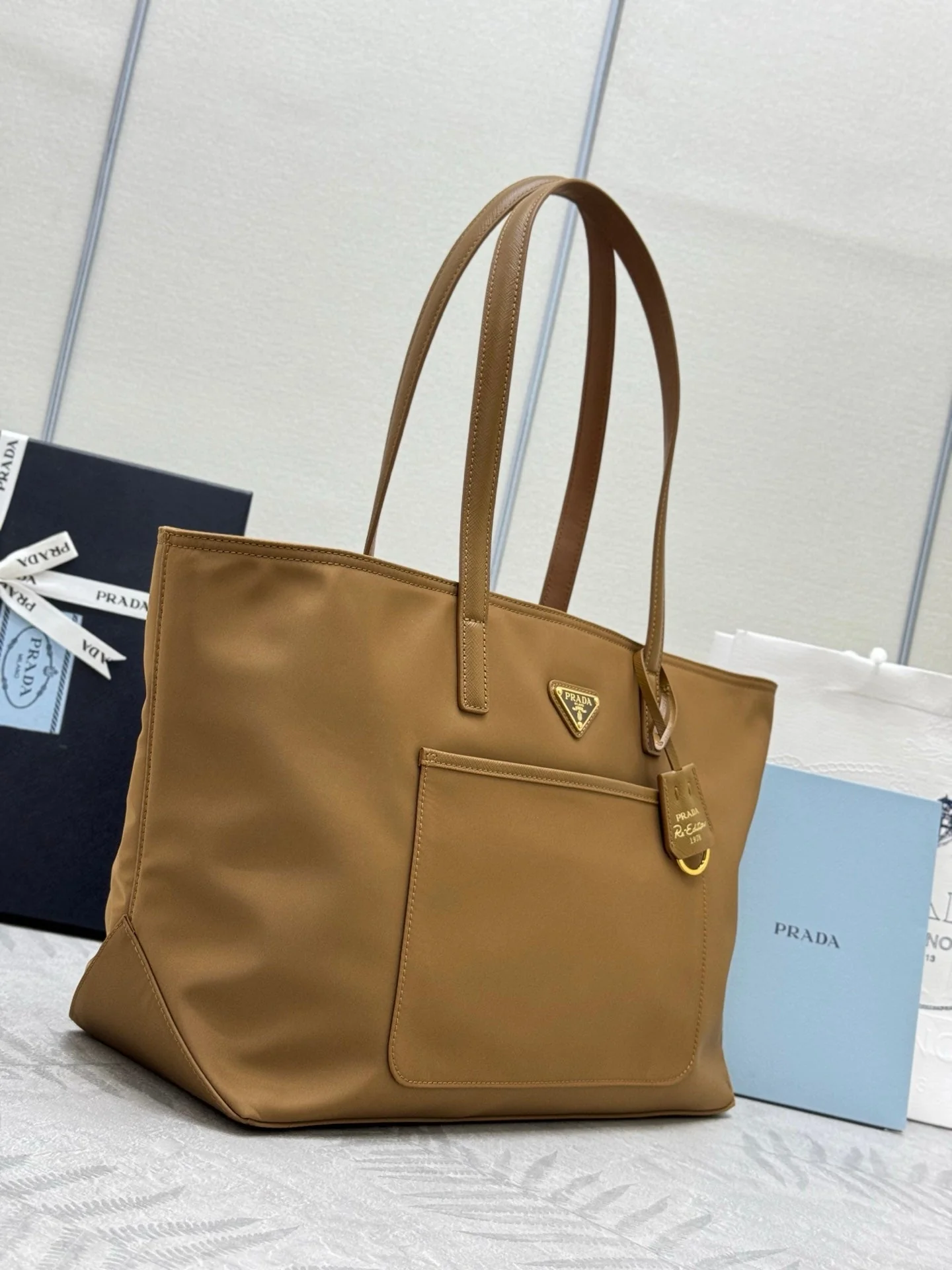 Prada Re-Edition 1978 Tote Bag 35cm Brown Re-Nylon& Saffiano Leather