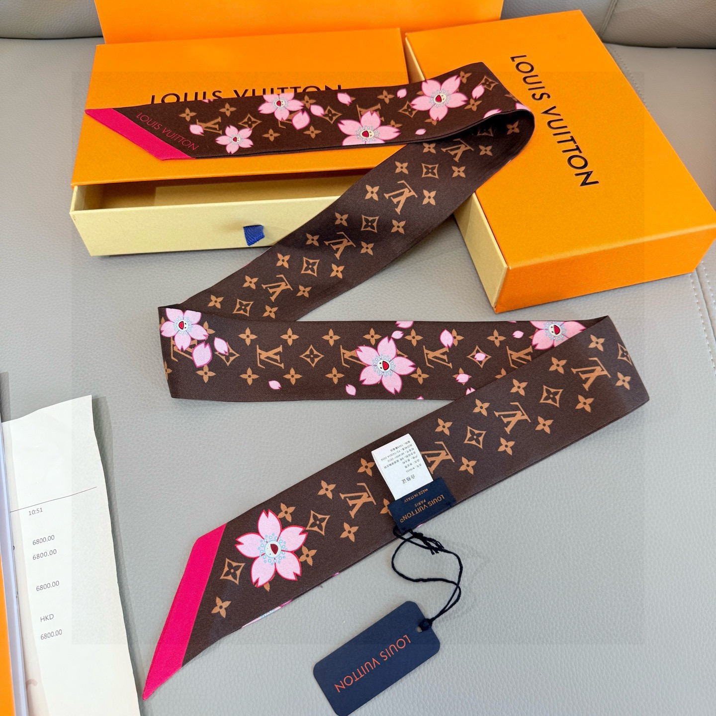 LV x TM Monogram Cherry Blossom BB Silk Bandeau