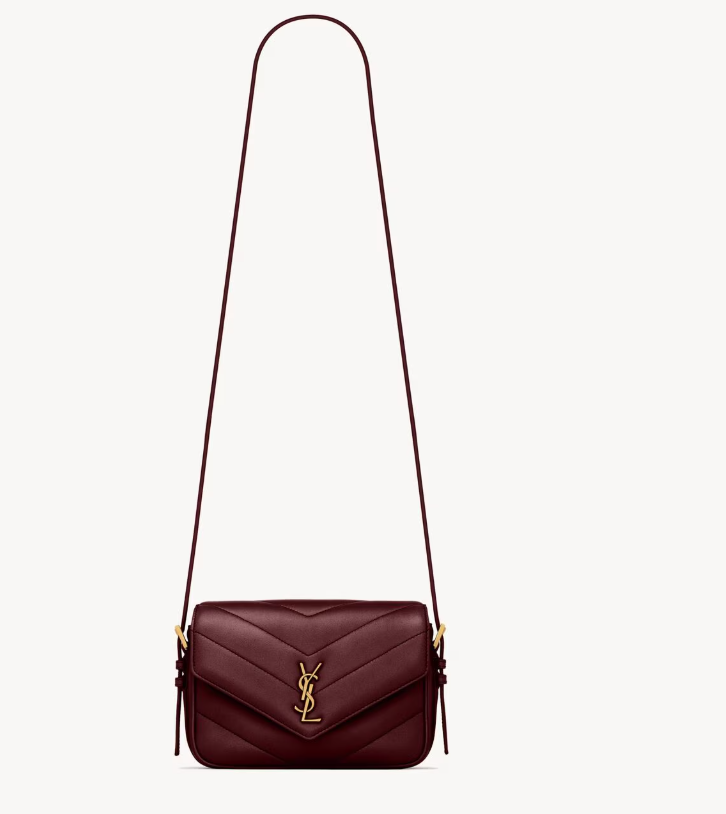 Saint Laurent Rouge Cabernet Toy Loulou Crossbody Bag in Lambskin