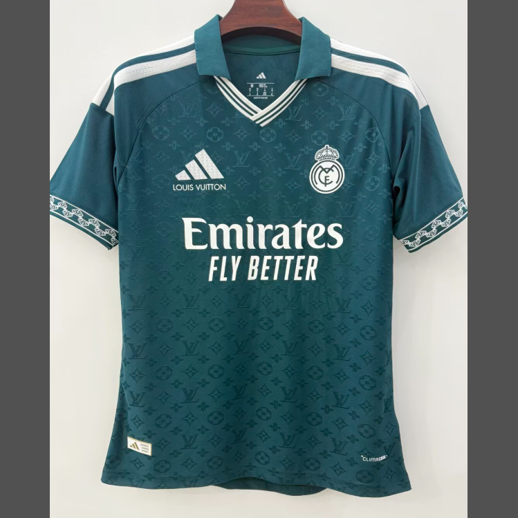 2026 Real Madrid × Louis Vuitton Teal LV Monogram Adidas Collab Special Edition Jersey S-2XL - musan