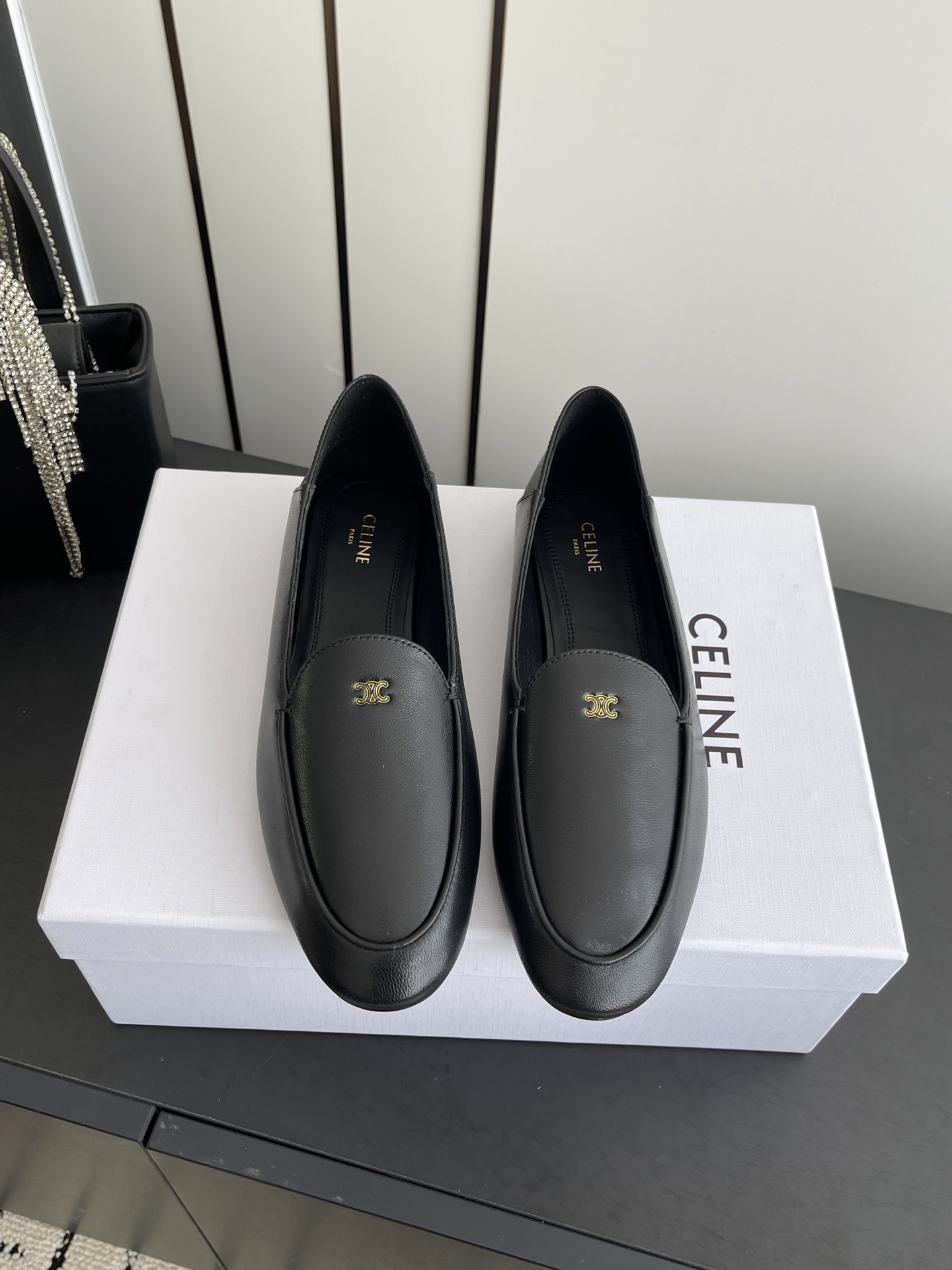 Celine Black Aura Loafer in Goatskin