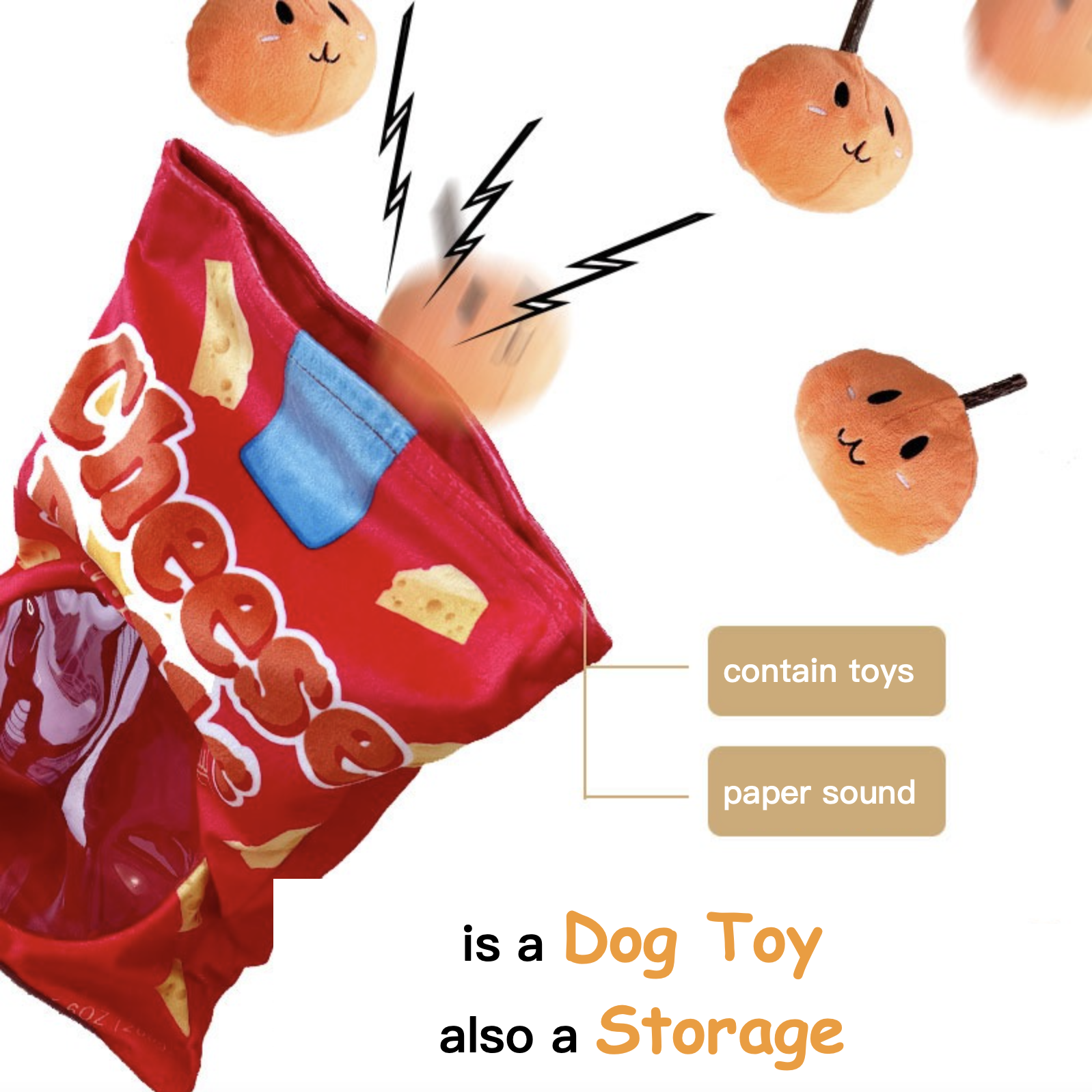 Dog Sounding Plush Toys Chasing Interactive Chew Toys Pet Paper Sound Toys Potato Chips Cheese Balls Hamburger Set