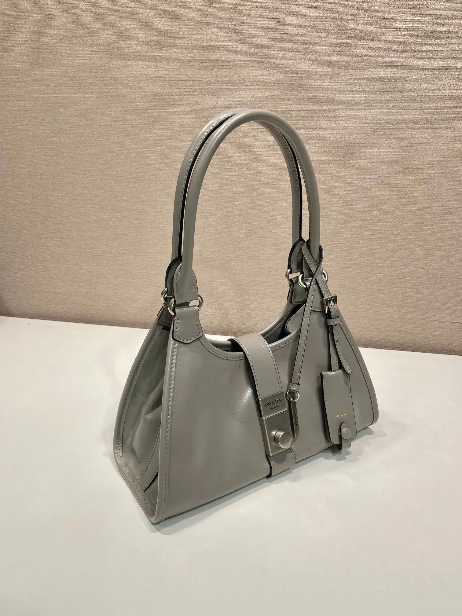 Prada PRA mini catwalk model gray leather and top-grade hardware 339955