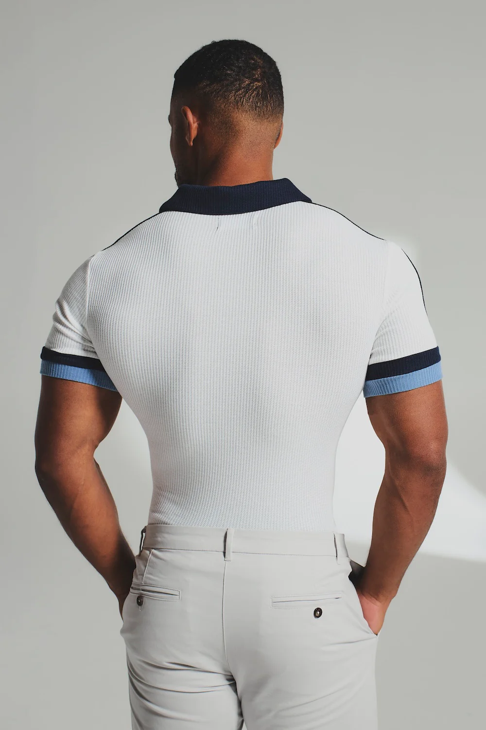 Colour Blocked Zip Neck Polo Shirt