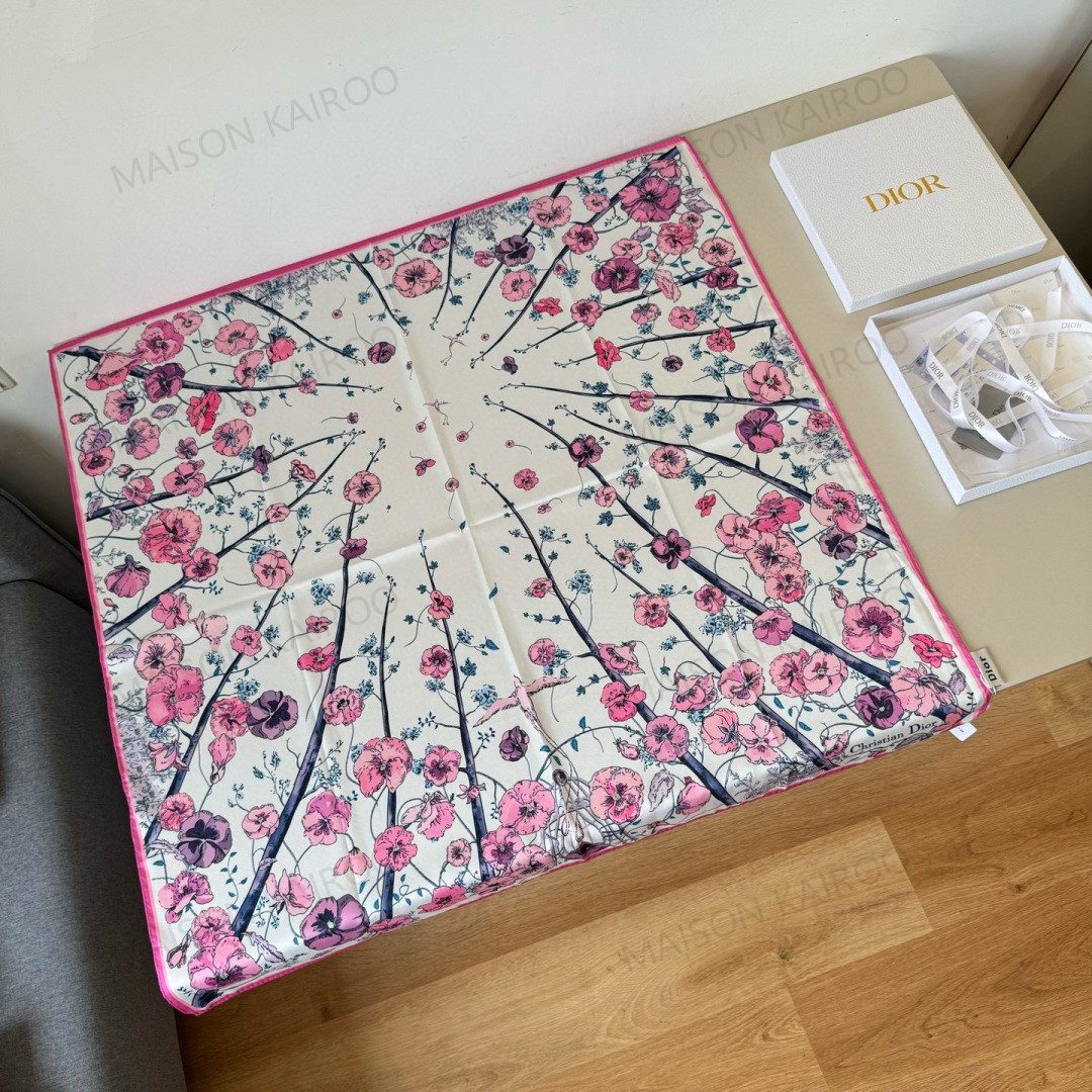 Dior Base Purple Floral Square Scarf - KAIROO