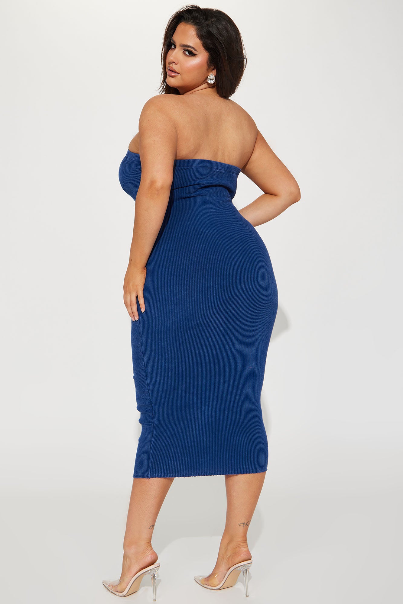 Ashlyn Mineral Wash Midi Dress - Blue