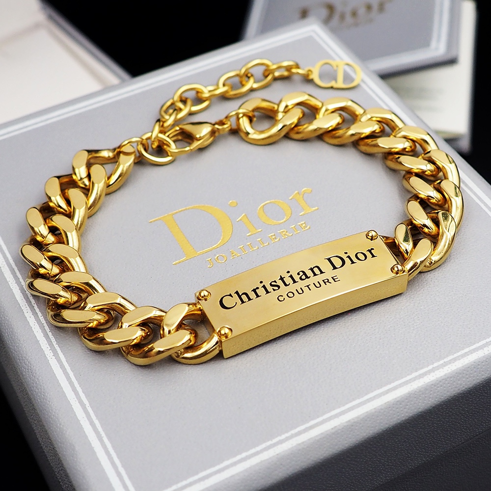 Dior Unisex  Gold CD Initial Bracelet