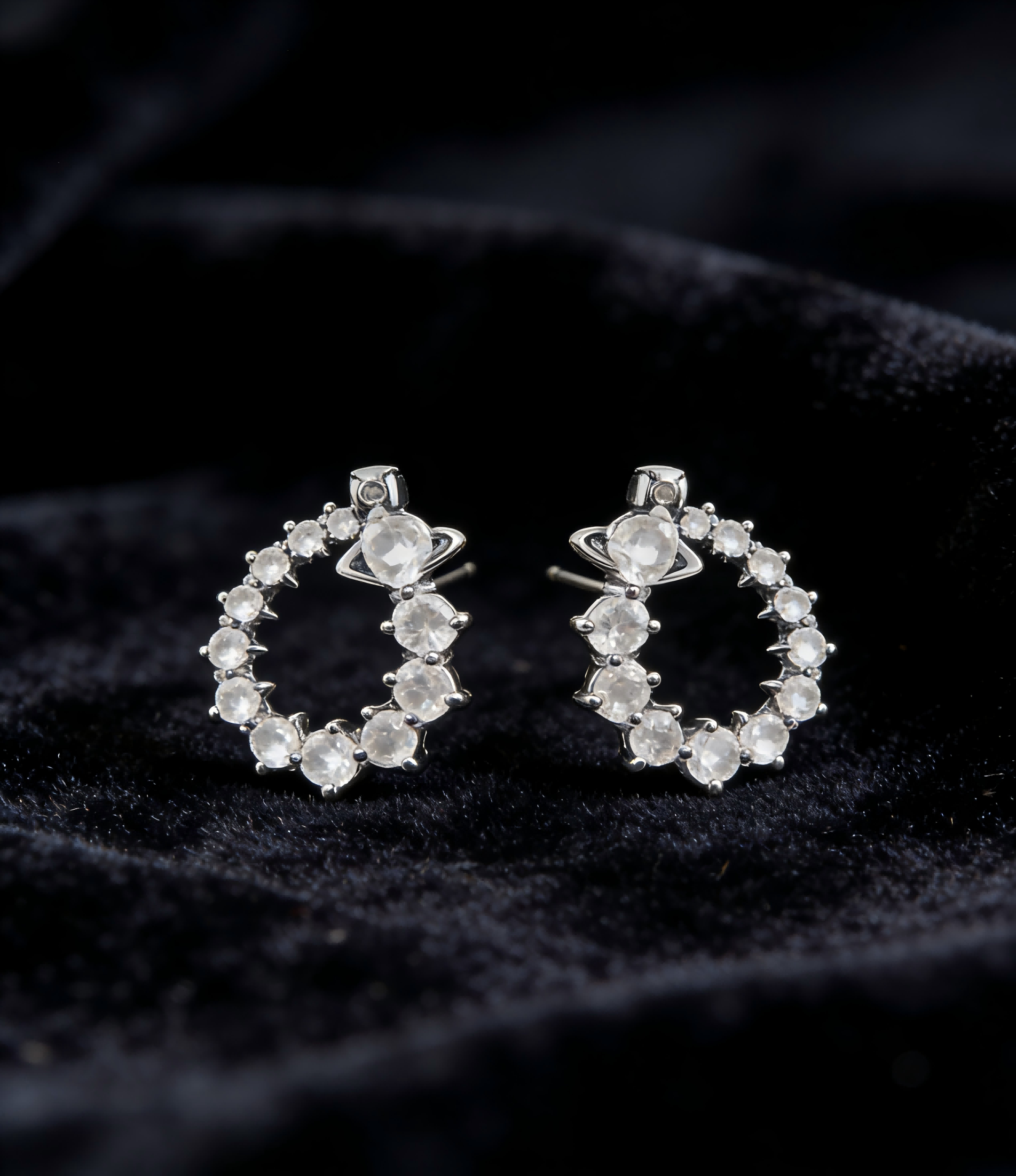 2026 New Vivienne Westwood Crystal C-Hoop Earrings for Women, Silver Tone Starry Orb Design, Trendy Y2K Aesthetic Ear Accessories