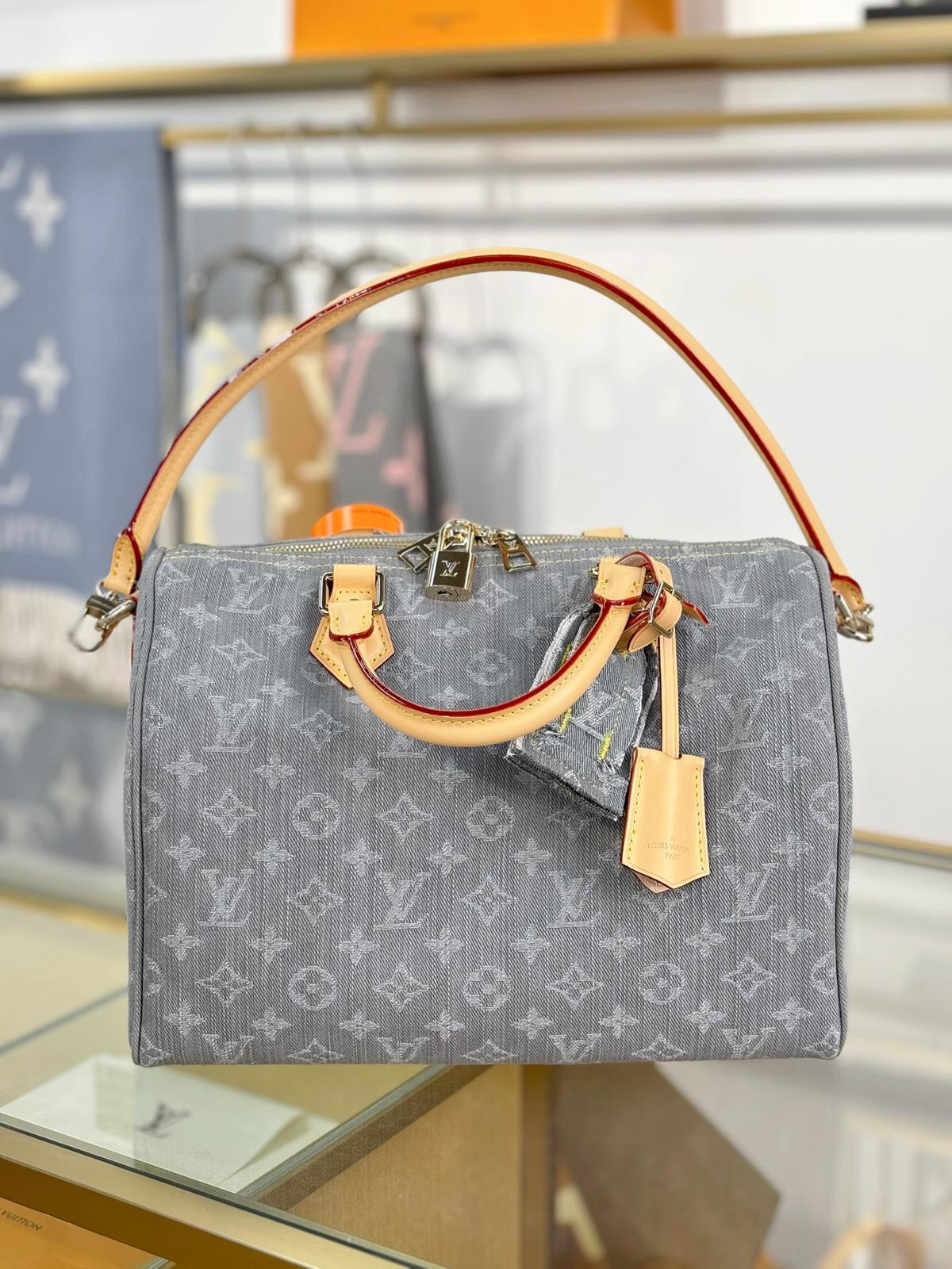 Louis Vuitton LV denim soft speedy 30 monogram bags