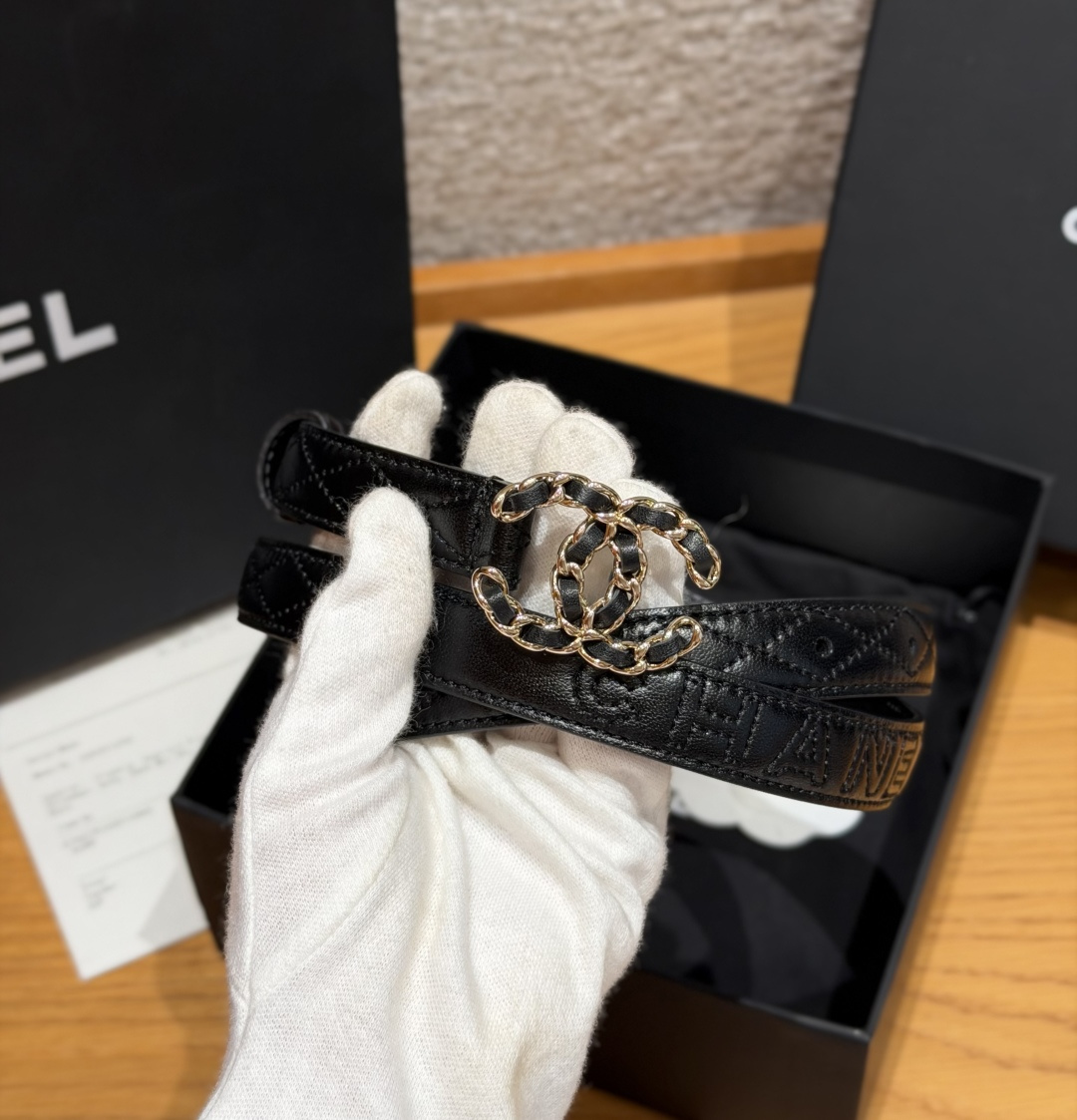 Chanel Quilted Lambskin Belt 20mm