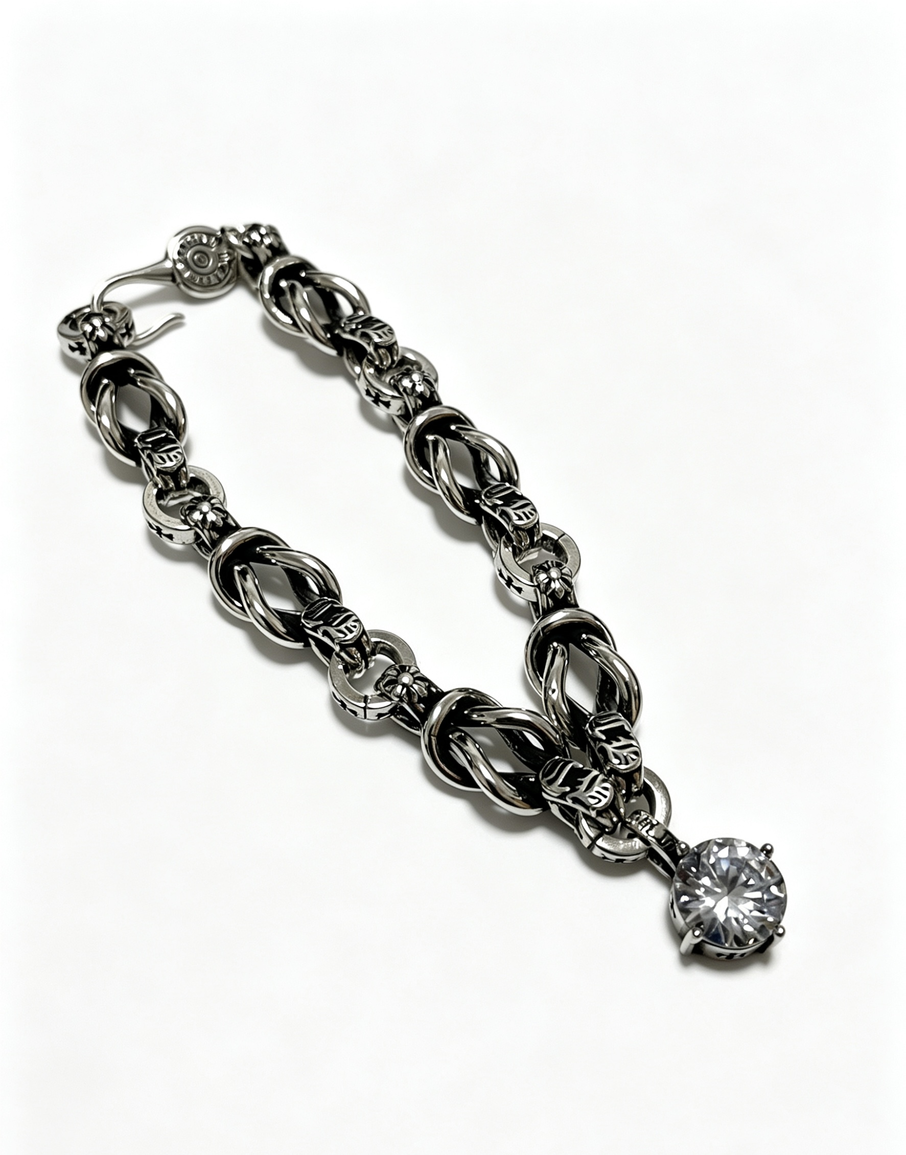 Chrome Hearts Oxidized Silver Unisex Bracelet