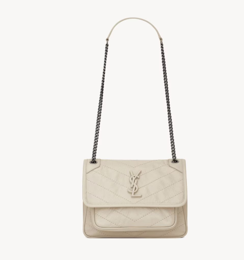 Saint Laurent White Vintage Leather Small Niki Bag
