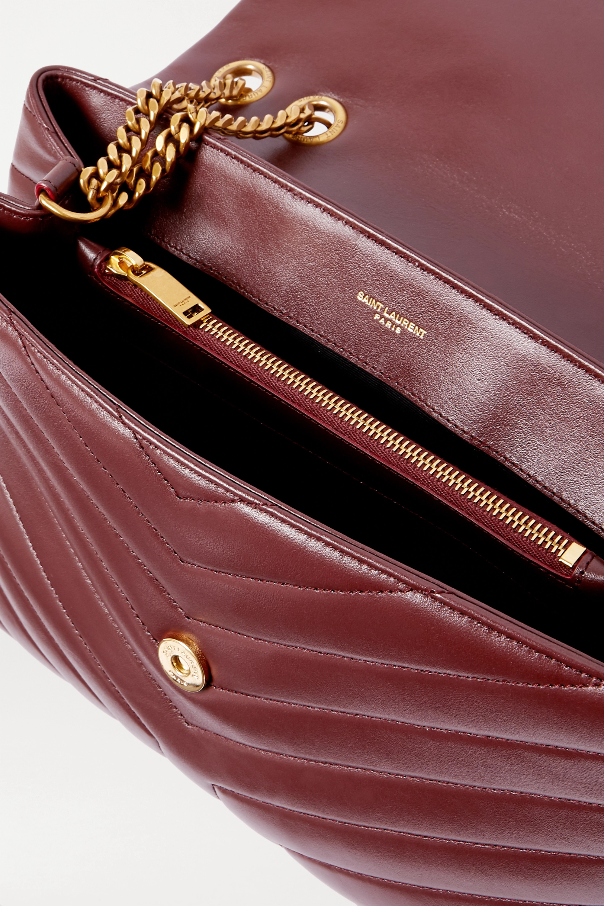 SAINT LAURENT Loulou medium quilted leather shoulder bag burgundy