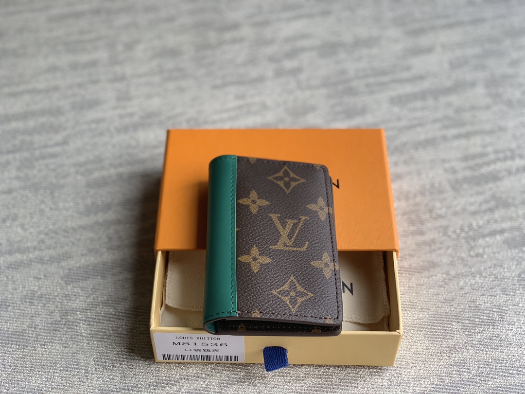 M12829 Pocket Organizer Monogram Canvas-Borneo Green