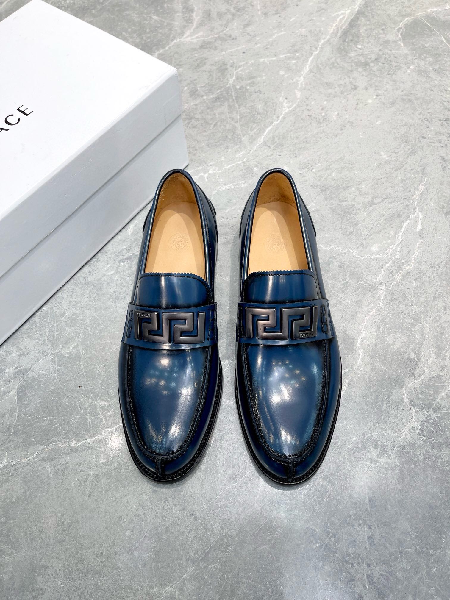 Versace Men's Shiny Leather Loafer