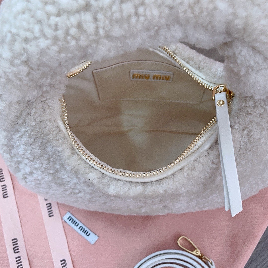 Miumiu Wander Small Shearling Crescent Bag