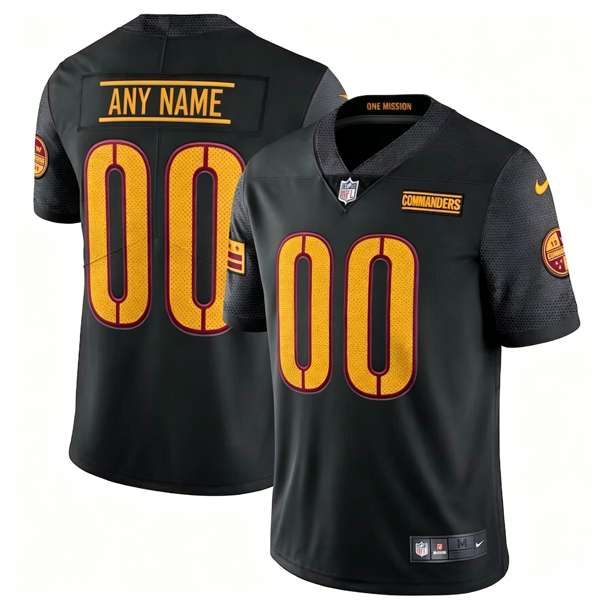 Customized Washington Commanders Nike Black White Red Home and Away Team Game Jersey