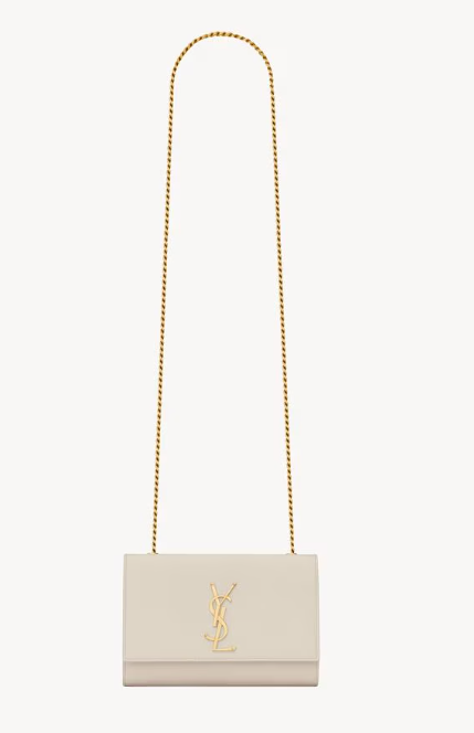 Saint Laurent White Grained Calfskin Small Kate