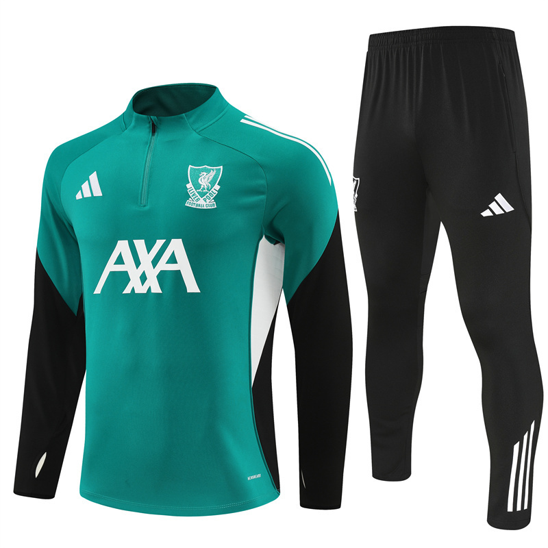 Adult/ Kids 2526 LVP half zipper Training suit Green