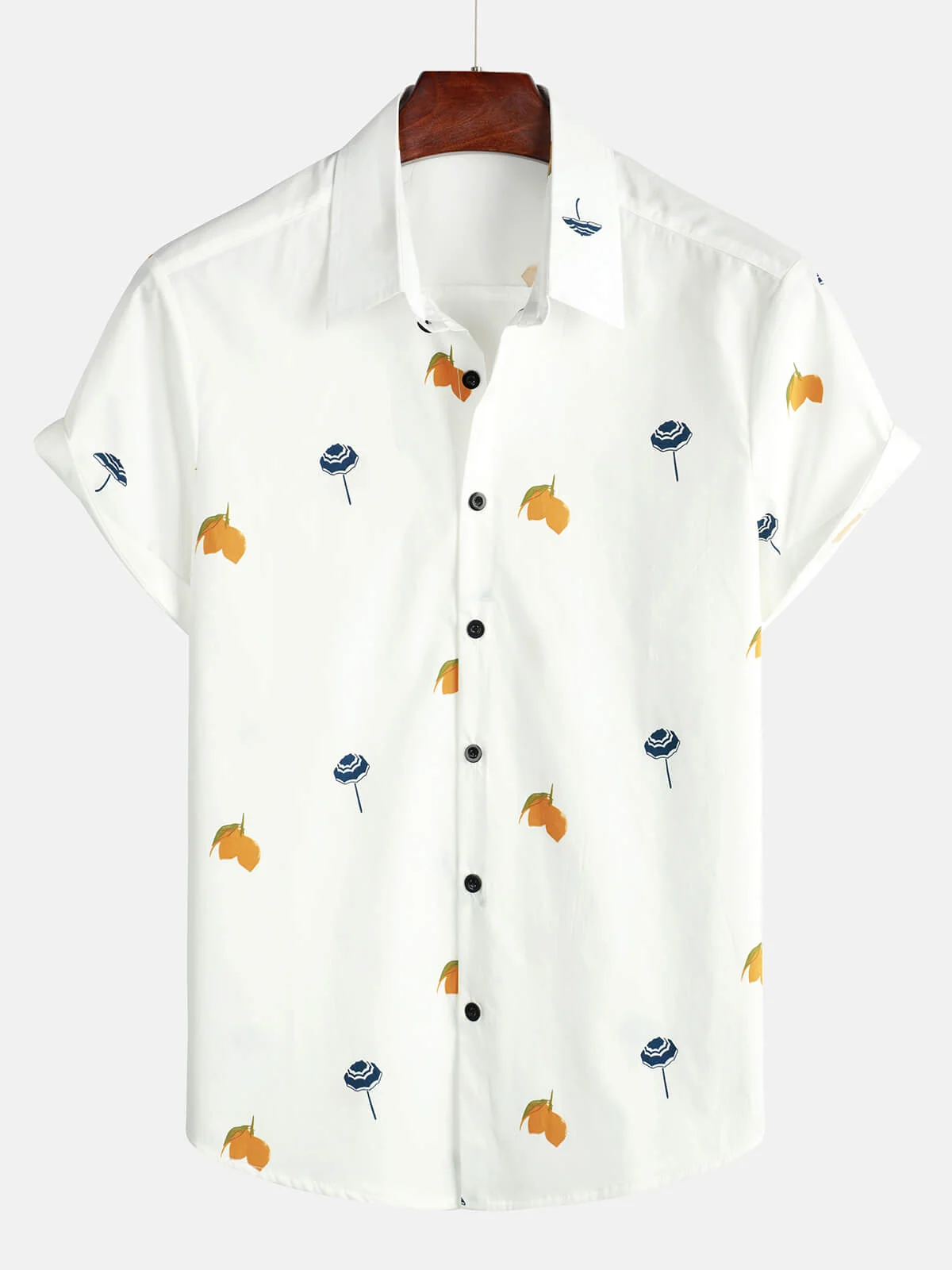 Men's White Cotton Hawaiian Short Sleeve Shirt
